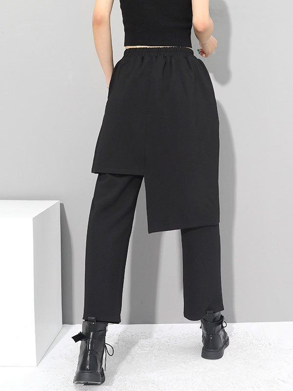 Pantalon décontracté à deux couleurs unies et irrégulières, création originale 