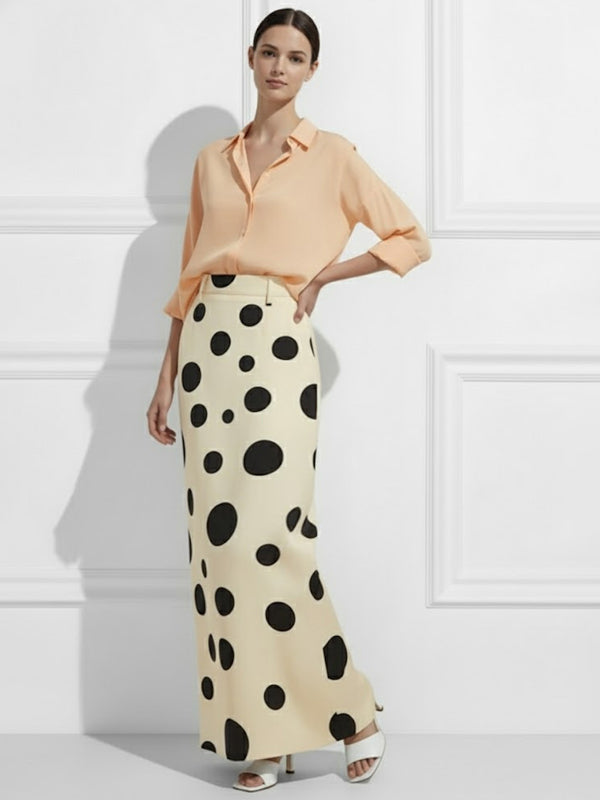 High Waisted No Belt Polka Dot Skirts Bottoms
