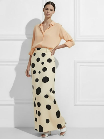 High Waisted No Belt Polka Dot Skirts Bottoms