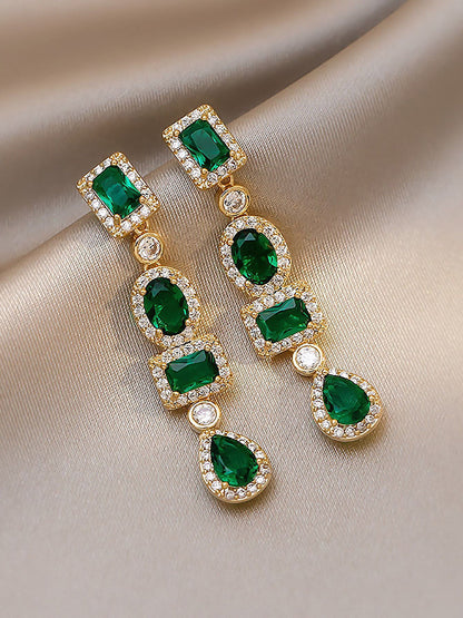 Rhine Stones Split-Joint Water Drop Earrings Accessories