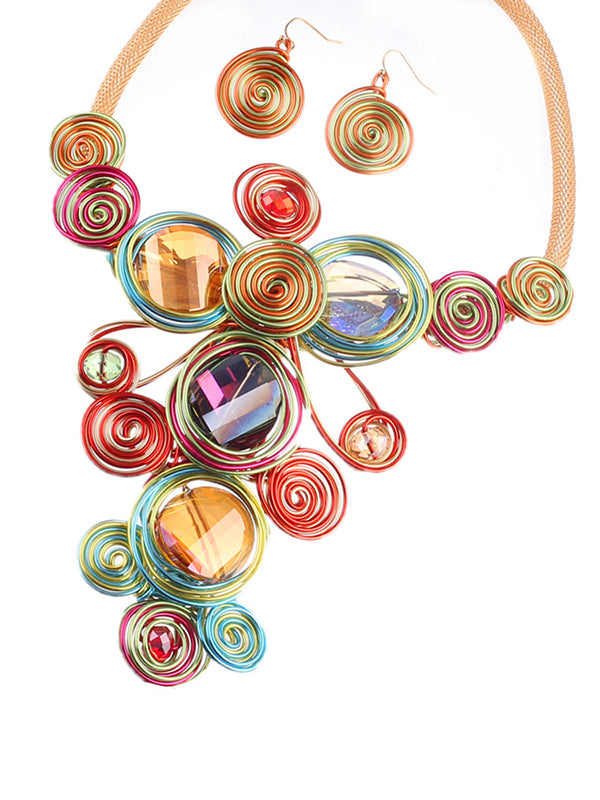 Artisan Gemstone Wirework Necklace & Earring Set