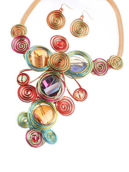 Artisan Gemstone Wirework Necklace & Earring Set