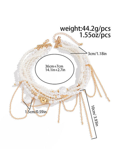 Geometric Layered Tasseled Necklaces Accessories