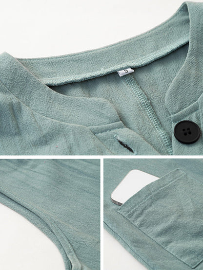 Combinaisons amples sans manches à col en V et à fentes 