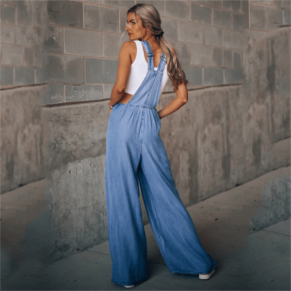 Indie | Women's Denim Overalls Wide Leg Bib Jumpsuit Casual
