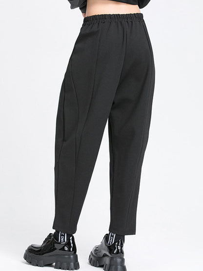 Pantalon sarouel simple, ample, élastique, couleur unie, décontracté 