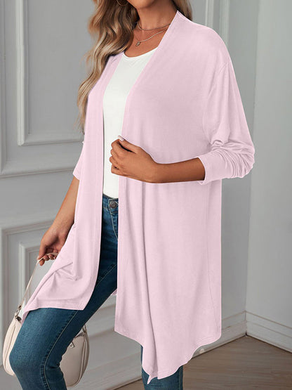 Vêtements d'extérieur amples à manches longues et col affirmé de couleur unie 