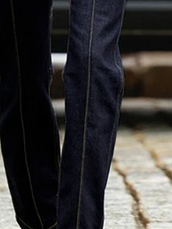 High Waisted Pockets Zipper Jean Pants Bottoms