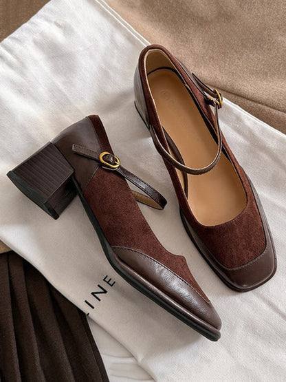 Shallow Cut Split-Joint Square-Toe Mary Janes Pumps