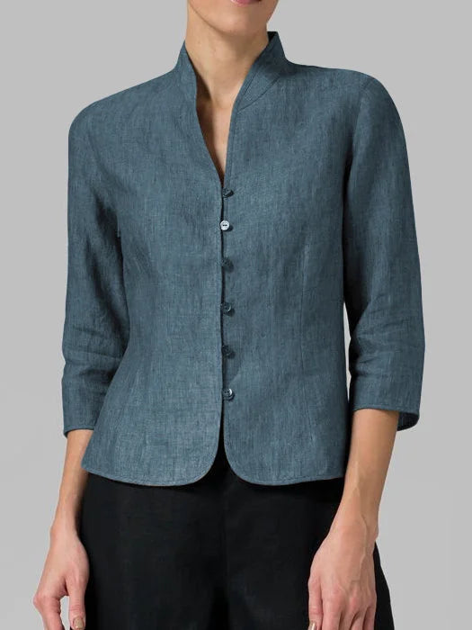 Daria | Women's Mandarin Collar 3/4 Sleeve Blouse