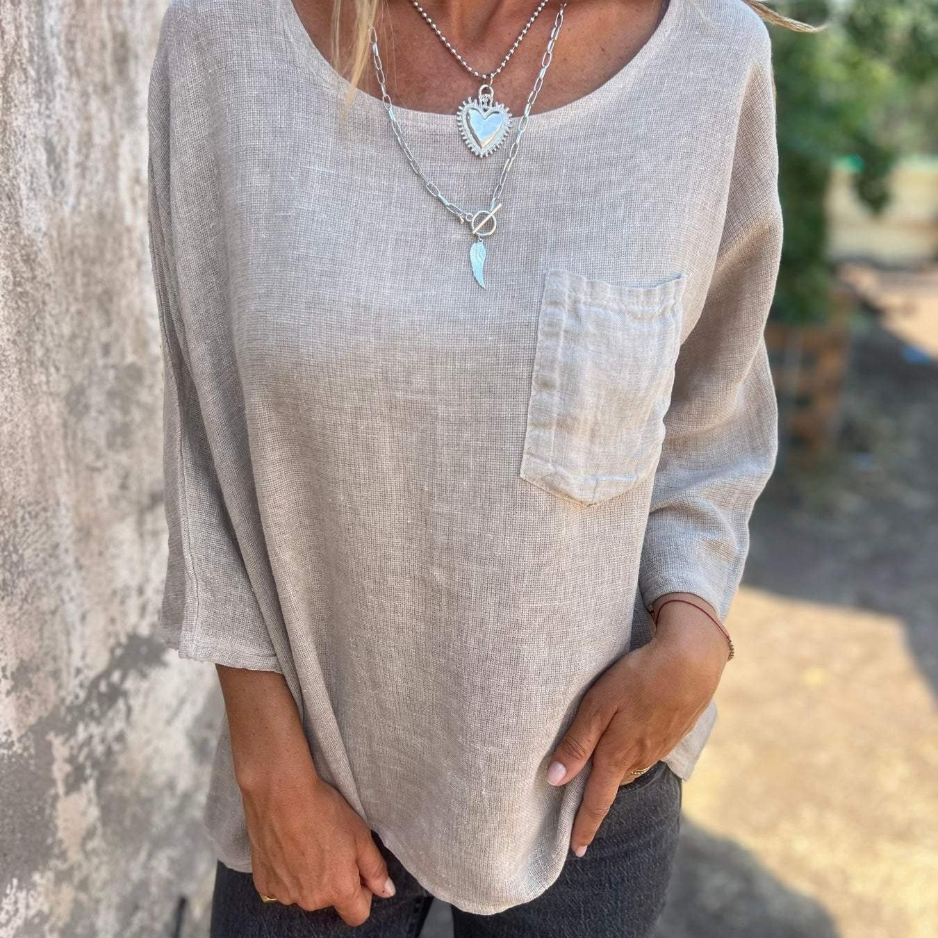 Darianne | Women's Round Neck 3/4 Sleeve Loose Fit Top