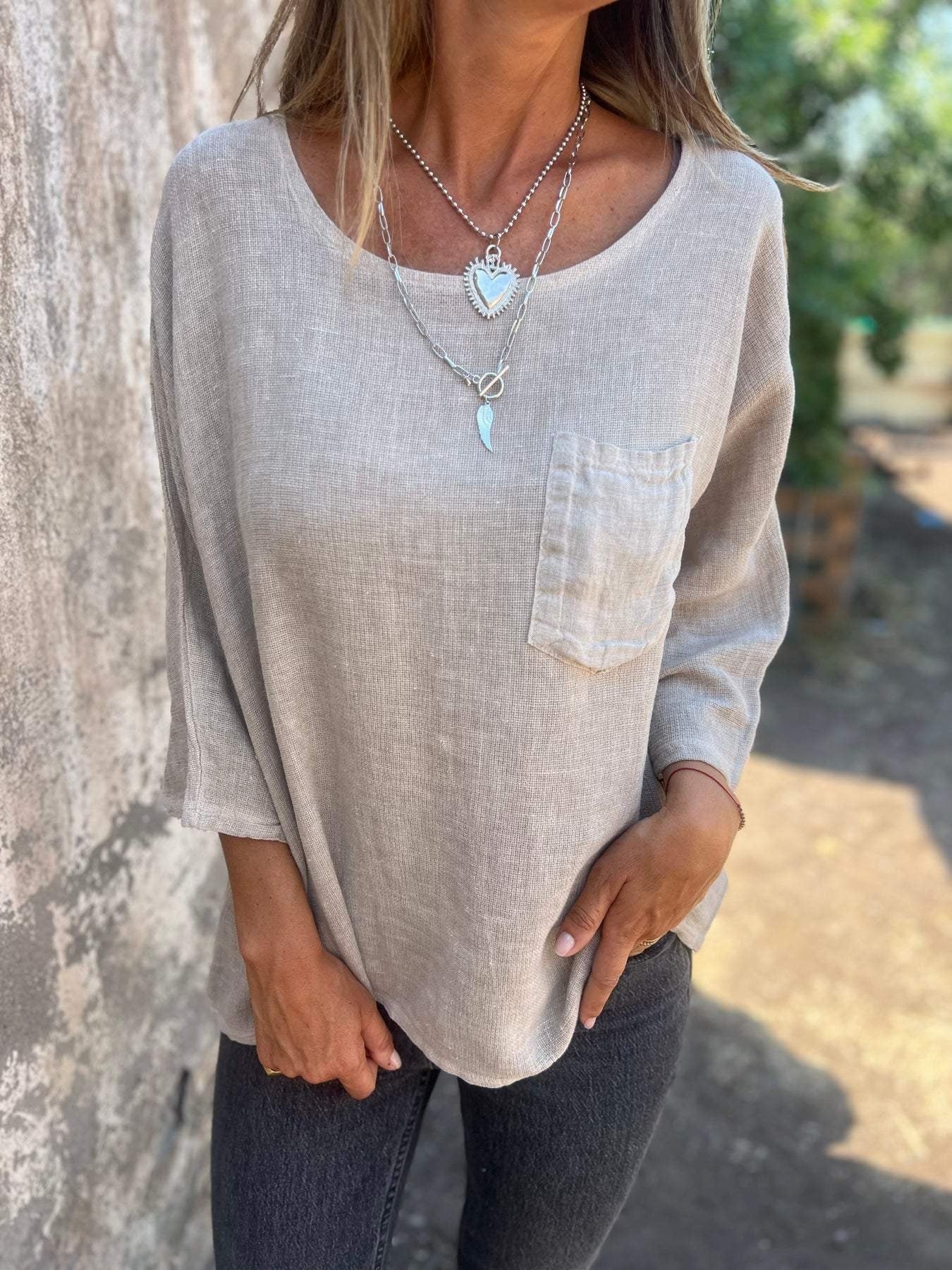 Darianne | Women's Round Neck 3/4 Sleeve Loose Fit Top