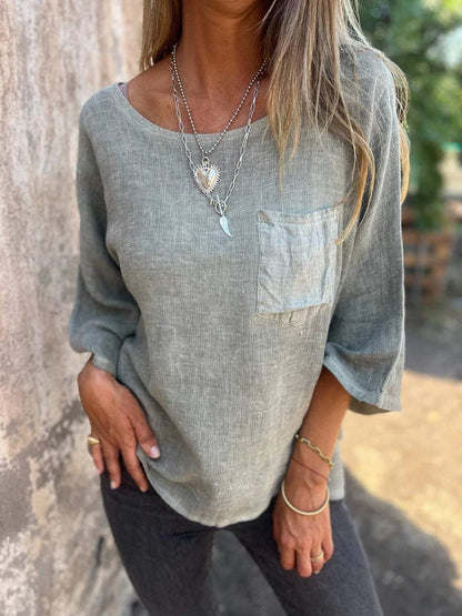 Darianne | Women's Round Neck 3/4 Sleeve Loose Fit Top