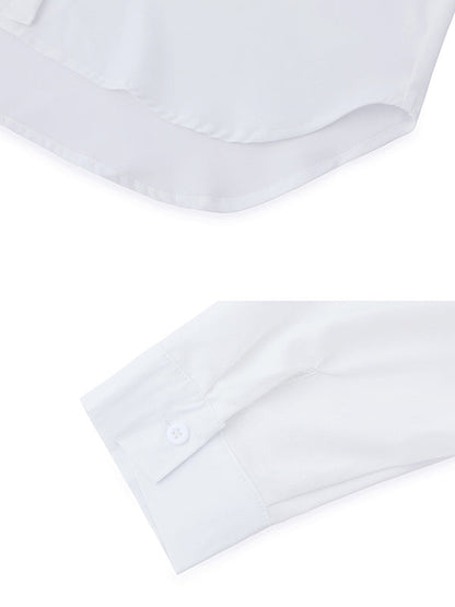 High-Low Irregular Clipping Solid Color Split-Joint Lapel Blouses