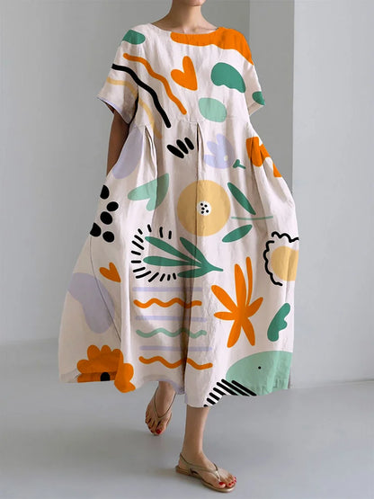 MILENA | Colorful Long Dress with Lightweight Comfort and Artistic Print for a Unique Summer Style