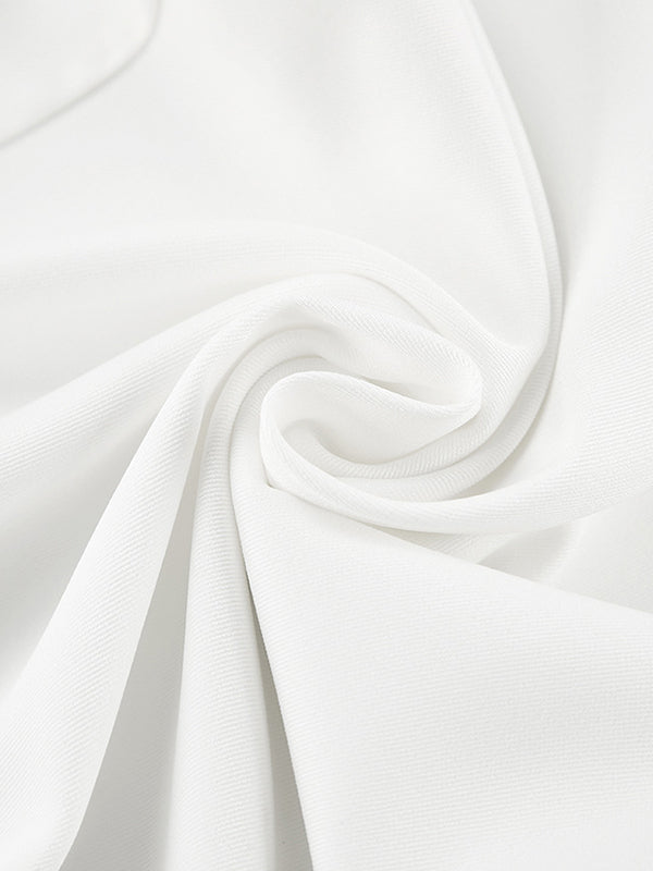 High Waisted Loose No Belt Pleated Pockets Solid Color Suit Pants Trousers