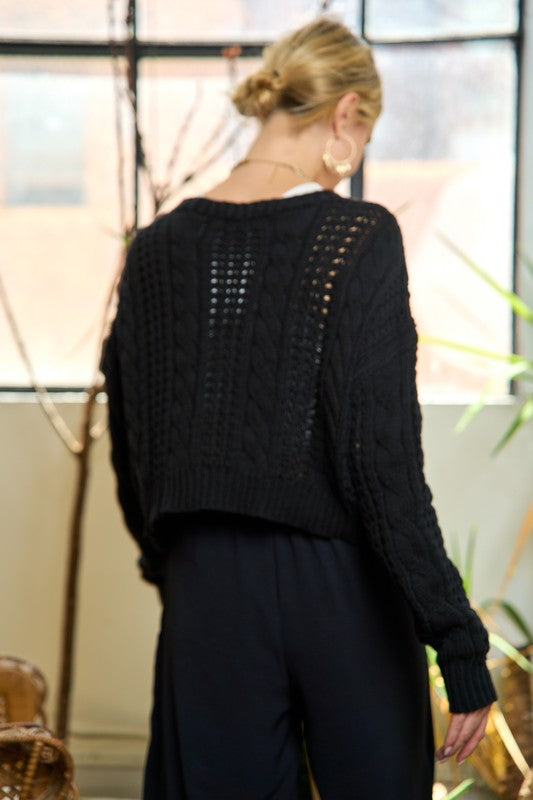 Cable Knit Crop Cardigan