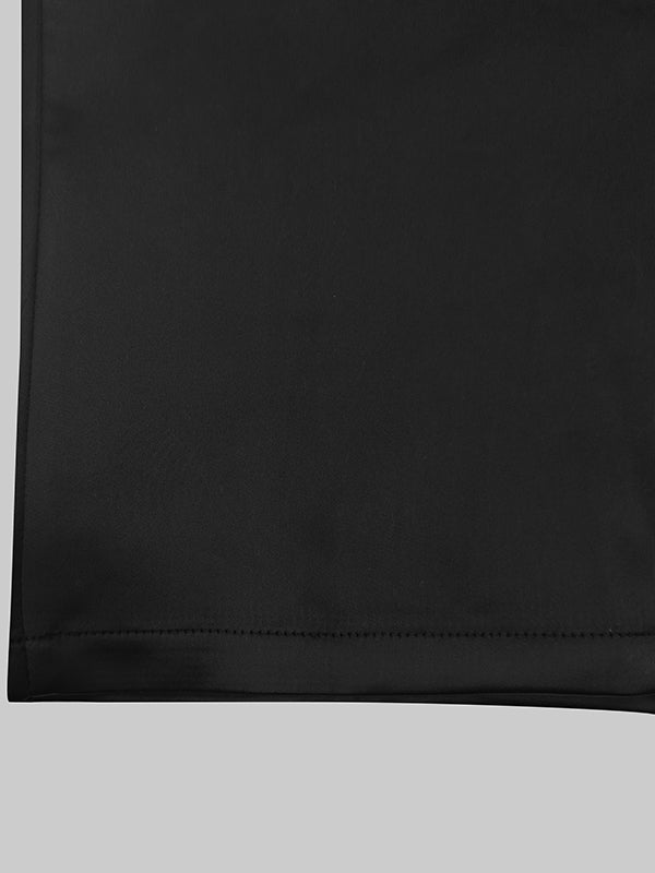 Lange Ärmel, Puffärmel, geknöpft, einfarbig, tiefer V-Ausschnitt, Midikleider 