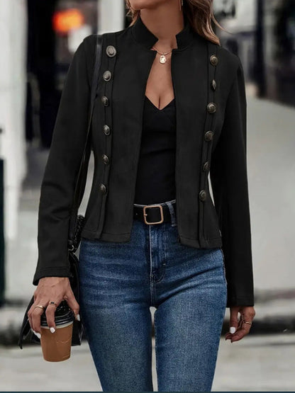 Vêtements d'extérieur amples à manches longues, boutonnés et à col montant fendu 