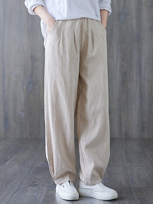 Simple Wide Leg Loose Elasticity Solid Color Casual Pants Bottoms