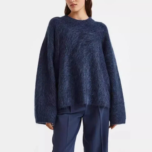 Women Casual Fuzzy Sweater | Pullover | Loose Knitted Sweater | Vintage Streetwear | Long Sleeve | Warm