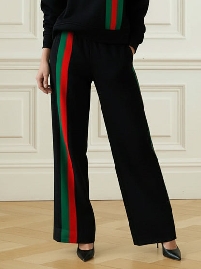 Loose Wide Leg Contrast Color Pockets Split-Joint Pants