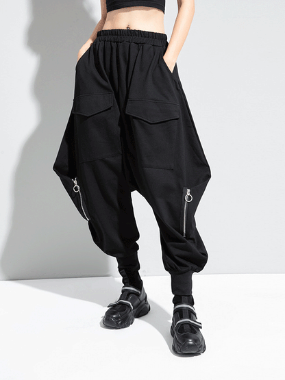 Zipper Original Simple Loose Solid Harem Pants