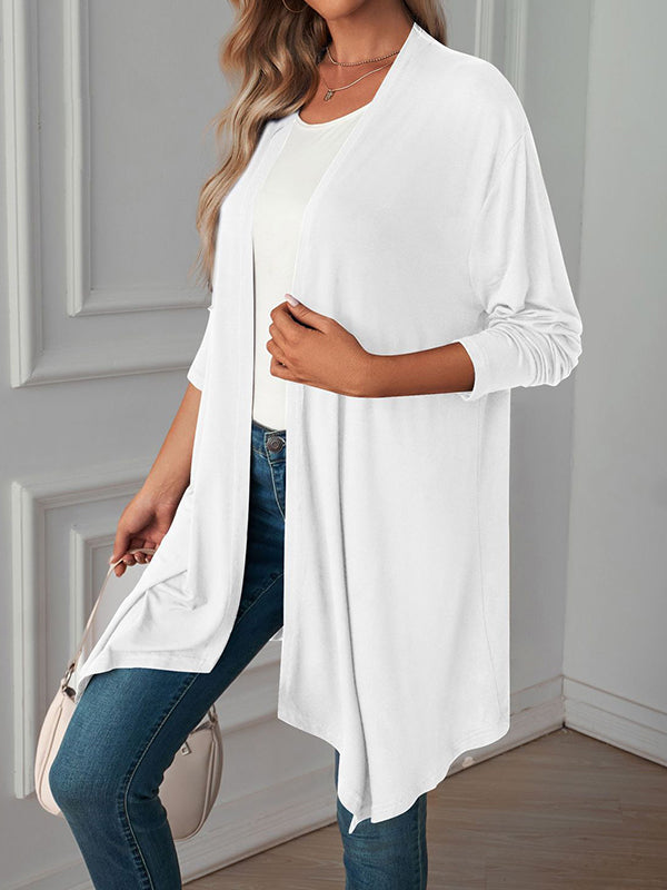 Vêtements d'extérieur amples à manches longues et col affirmé de couleur unie 