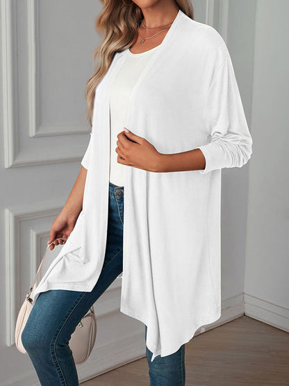 Vêtements d'extérieur amples à manches longues et col affirmé de couleur unie 