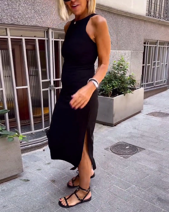Casual Sleeveless Slim Slit Dress