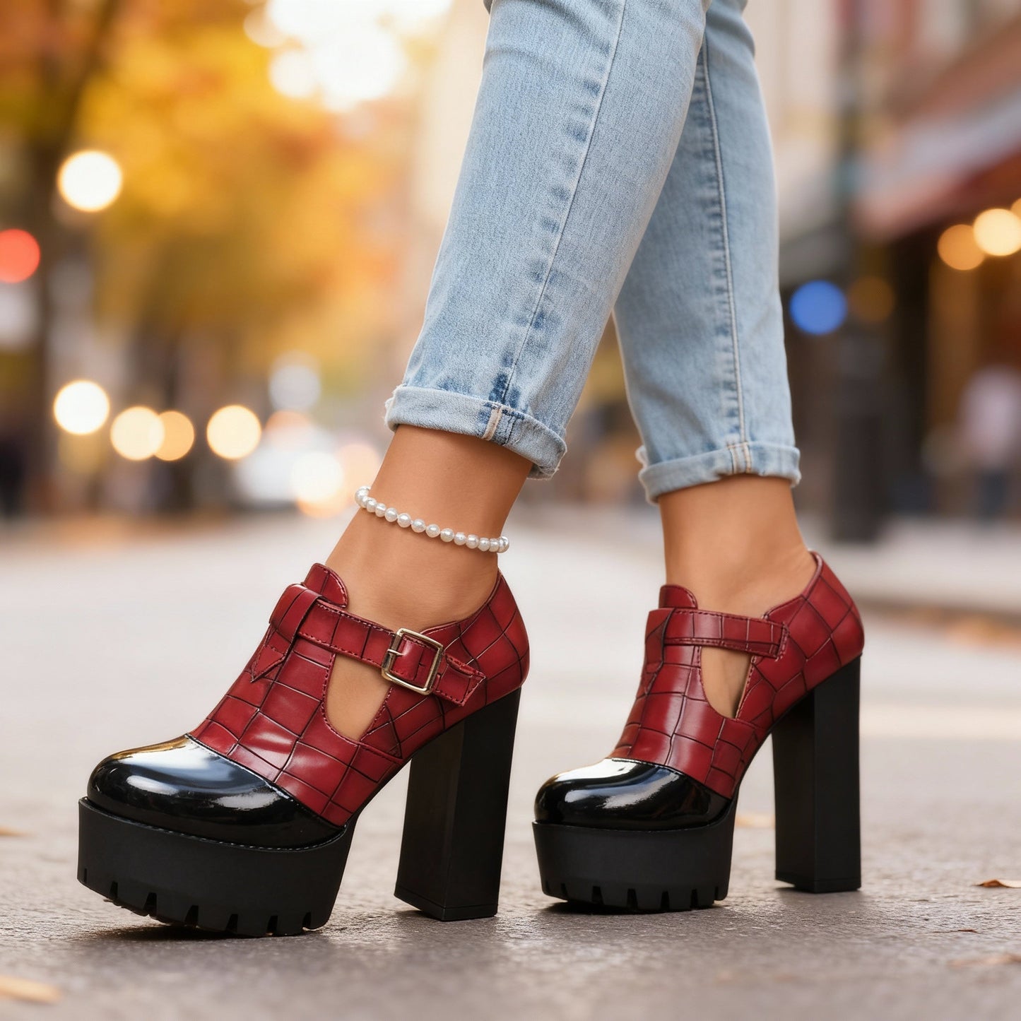 Delancey | Women's Platform Block Heel Mary Jane Pumps