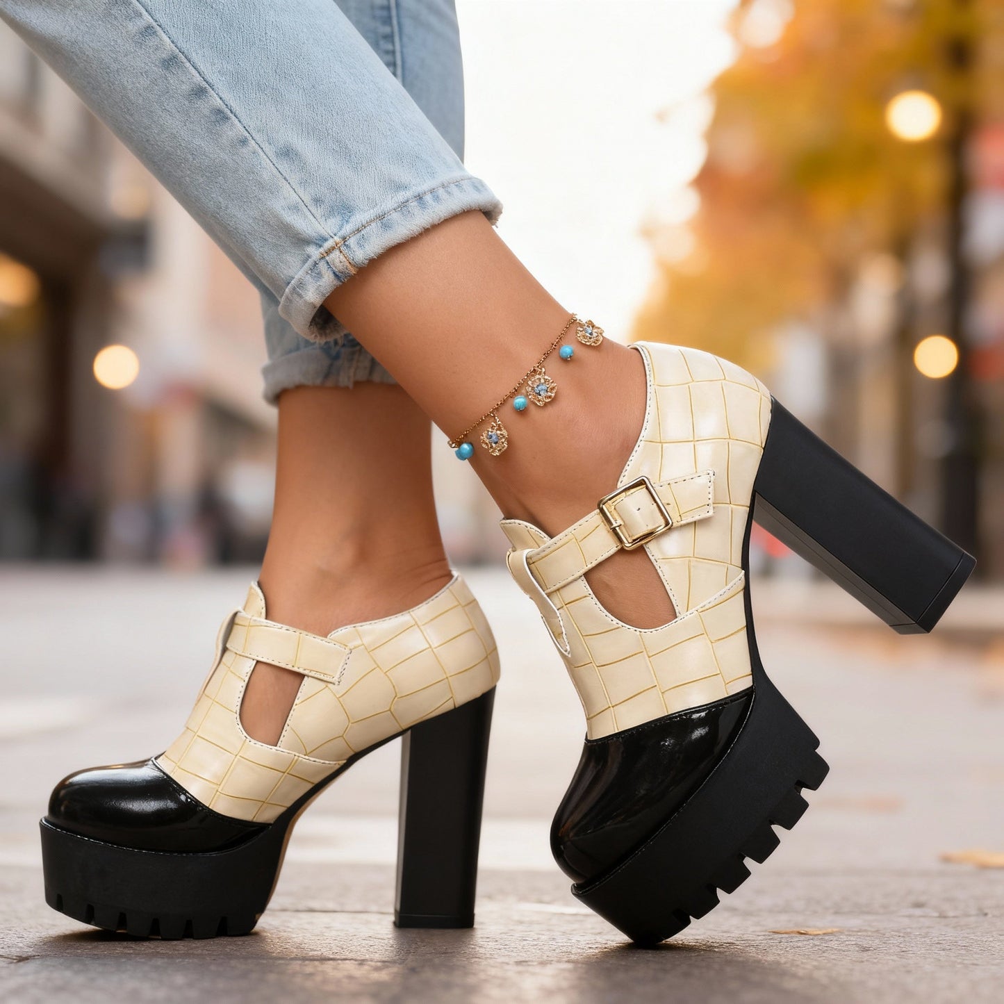 Delancey | Women's Platform Block Heel Mary Jane Pumps