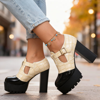 Delancey | Women's Platform Block Heel Mary Jane Pumps