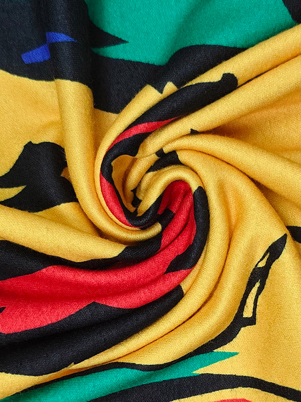 Robes longues à col montant et imprimé floral multicolore 