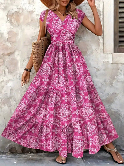Sienna | Women's Smocked Boho Print Tiered Maxi Dress
