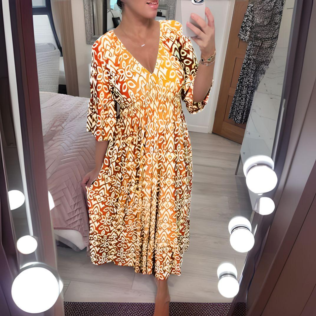 Iris | Women's Boho Loose Fit Printed Dress Casual