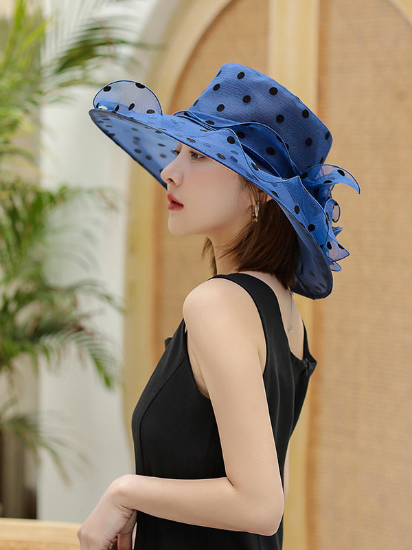 Flower Shape Gauze Polka Dot See-Through Split-Joint Sun Hat