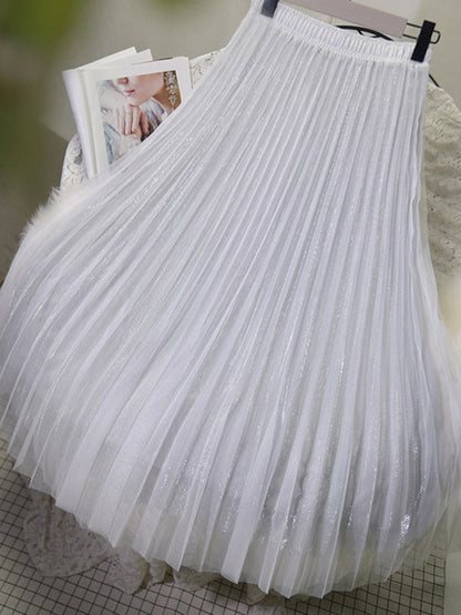 Jupes plissées urbaines en maille à taille élastique et coupe trapèze 