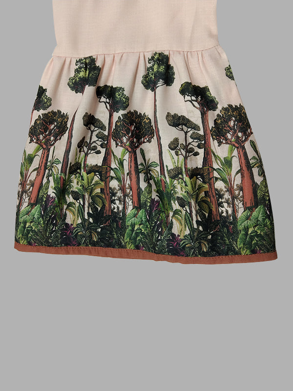 Maxikleider mit ausgestellten Ärmeln, lockerem Blätterdruck und V-Ausschnitt 