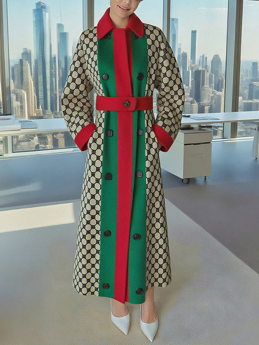 Long Sleeves Printed Split-Joint Lapel Cardigan Coats