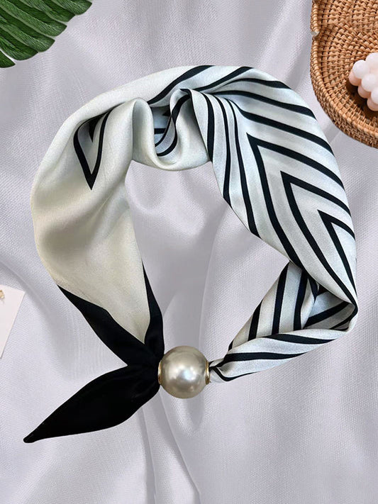 Printed Split-Joint Striped Shawl&Scarf WHITE One_size