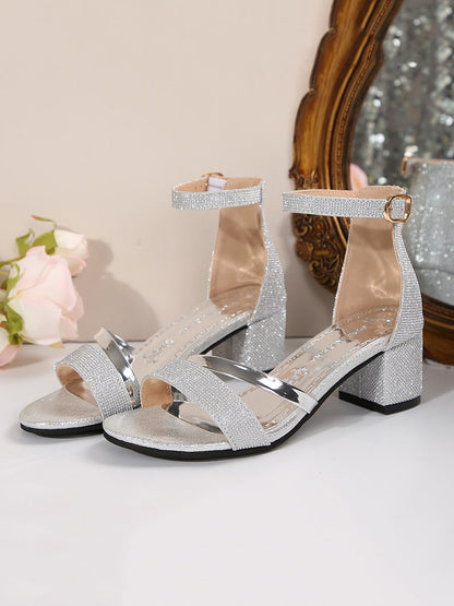 Ankle Strap Open Toe Solid Color Sandals