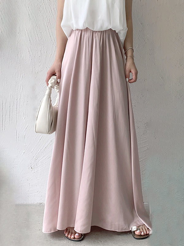 High Waisted Wide Leg Solid Color Casual Pants Bottoms Culotte