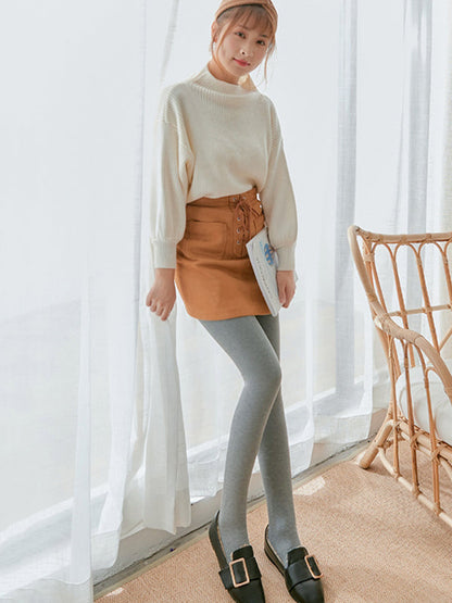 Simple Skinny Leg Keep Warm Solid Color Velvet Thermal Pants Bottoms