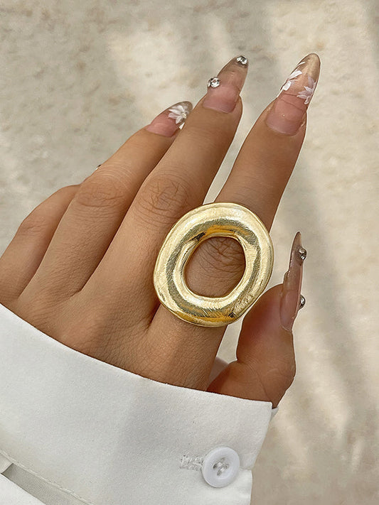Normcore Geometric Hollow Solid Color Rings Accessories