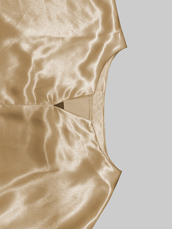 Robe longue trapèze à manches mi-longues et col en V, avec imprimé floral et fente sur le devant 