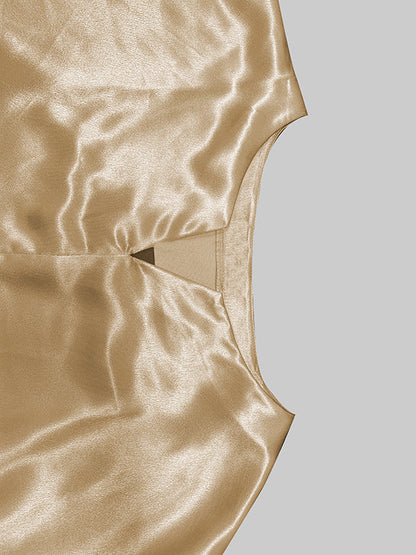 Robe longue trapèze à manches mi-longues et col en V, avec imprimé floral et fente sur le devant 