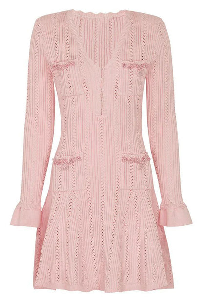 AMELIA Long Sleeve Knit Mini Bodycon Dress