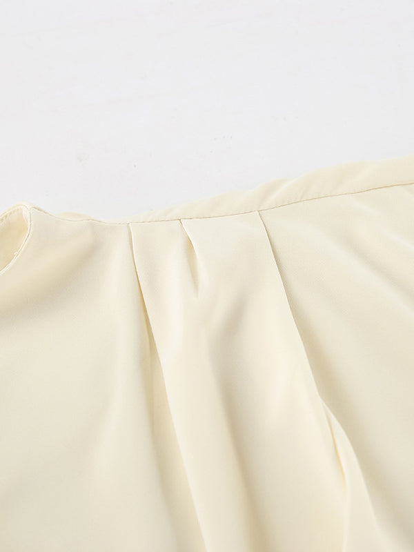 Flared Sleeves Long Sleeves Solid Color Twist Half Turtleneck Blouses&Shirts Tops