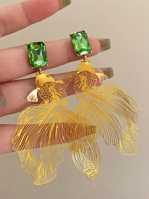 Animal Shape Rhine Stones Drop Earrings